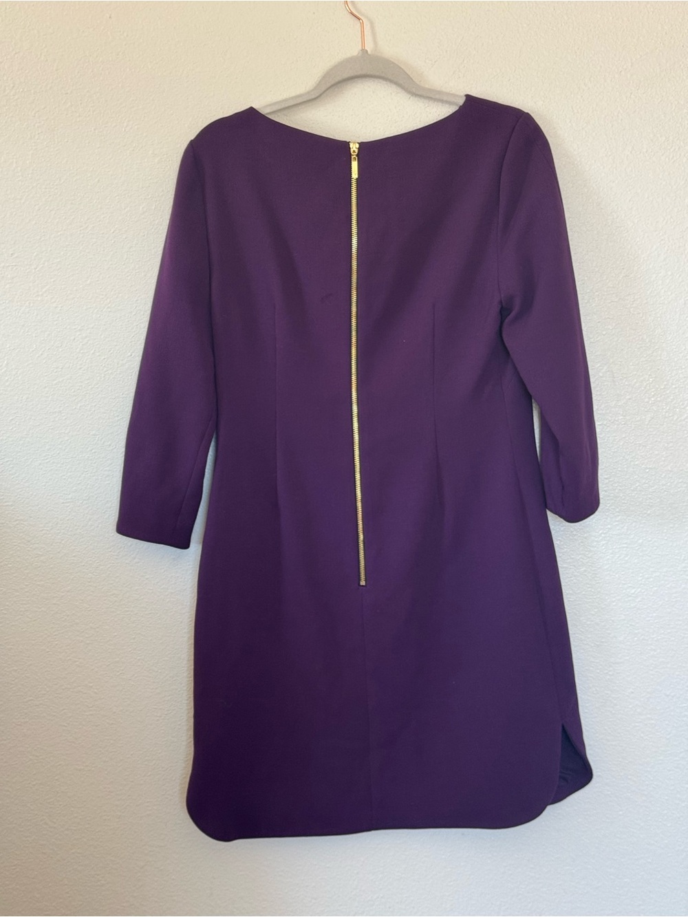 Eliza J Purple Eggplant Plum Shirttail Hem Sheath Dress 3/4 Sleeve 8 - Picture 5 of 10